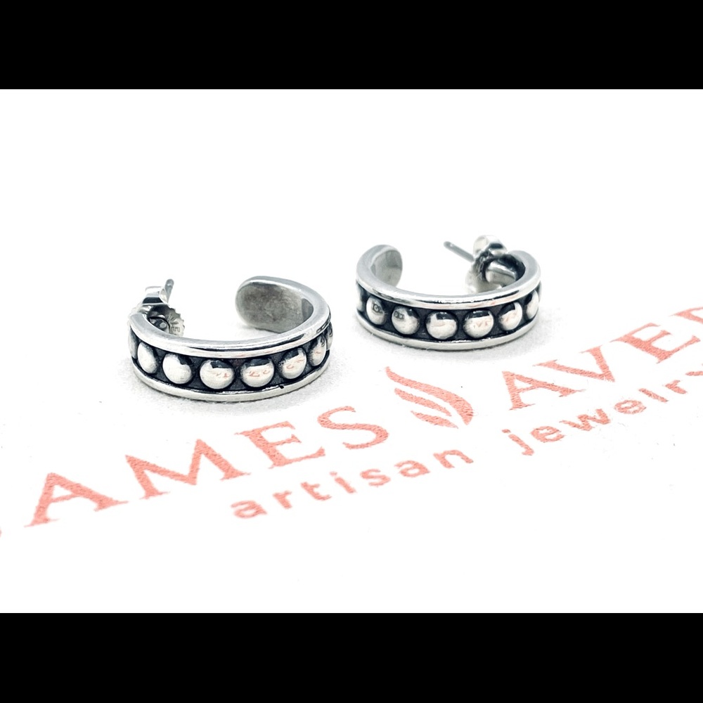 Retired James Avery Bead Ball Hoop Earrings Ster
